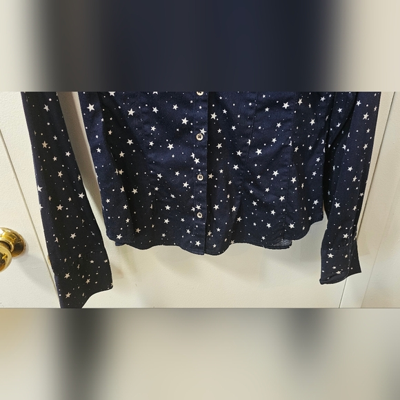 7th Avenue Design Studio New York & Co Navy Blouse With Stars Women's Medium - Picture 4 of 8